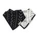Loulou Lollipop Soft Breathable and Absorbent Muslin Bandana Bib Drool Bib Set for Baby Girl and Boy Adjustable 3 to 36 Months 2 Pack - White & Black Mudcloth