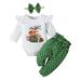 Viworld Newborn Infant Baby Girl Christmas Outfit Merry Christmas Romper Polka Dots Pants Headband Clothes Set 9-12 Months