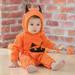 Herrnalise Newborn Infant Baby Girls Boys Hooded Pumpkin Print Jumpsuit Outfits Halloween Deals