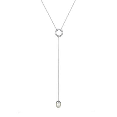 Elli - Y-Kette Kristalle Perle 925 Silber Ketten 1 ct Damen