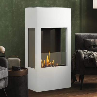 muenkel design prism 620 [Bioethanolkamin dreiseitige Sicht]: Weiß (warm) - safety burner 450 Image