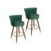 Everly Quinn Pedra Swivel Velvet Bar Stools Wood/Upholstered/Velvet in Green | 36.22 H x 20.47 W x 20.47 D in | Wayfair