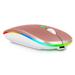 2.4GHz & Bluetooth Mouse Rechargeable Wireless Mouse for vivo Y3s (2021) Bluetooth Wireless Mouse for Laptop / PC / Mac / Computer / Tablet / Android RGB LED Rose Gold