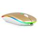 2.4GHz & Bluetooth Mouse Rechargeable Wireless Mouse for Realme GT Explorer Master Bluetooth Wireless Mouse for Laptop / PC / Mac / Computer / Tablet / Android RGB LED Gold