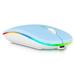 2.4GHz & Bluetooth Mouse Rechargeable Wireless Mouse for Play5 5G Bluetooth Wireless Mouse for Laptop / PC / Mac / Computer / Tablet / Android RGB LED Sky Blue
