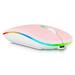 2.4GHz & Bluetooth Mouse Rechargeable Wireless Mouse for T-Mobile REVVL 5G Bluetooth Wireless Mouse for Laptop / PC / Mac / Computer / Tablet / Android RGB LED Baby Pink