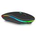 2.4GHz & Bluetooth Mouse Rechargeable Wireless Mouse for Lenovo Yoga Tab 13 Bluetooth Wireless Mouse for Laptop / PC / Mac / Computer / Tablet / Android RGB LED Onyx Black