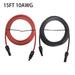 15FT Black & Red Solar Panel Extension Cable 10AWG 10 Gauge Wire Connector with Female Male Solar Connector
