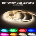 8 mm 5 mm de large cob LED Strip Light DC 12V 24V rouge vert glace bleu rose jaune chaud blanc