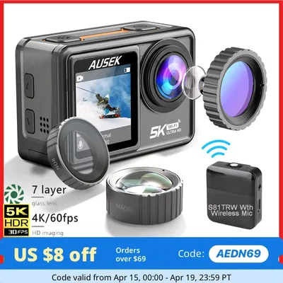 AUSconvex-Caméra d'action S81TR vidéo EIS avec objectif filtrant en option n'aime 48MP webcam