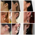 Boucles d'oreilles clip en cristal pour femmes clips d'oreille papillon perle forme de chat