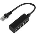 Ethernet extension cable adapter network adapter Ethernet distributor RJ45 1 to 3 network cable adapter plug and play for router TV box (black) (1pcs)
