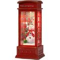 Christmas Lights Lantern Decorative Luminous Telephone Booth For Table Desk Christmas Snowy Lighted Phone Booth Ornament