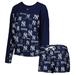 Women's Concepts Sport Navy New York Yankees Breakthrough Long Sleeve V-Neck T-Shirt & Shorts Sleep Set