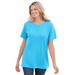 Plus Size Women's Thermal Short-Sleeve Satin-Trim Tee by Woman Within in Paradise Blue (Size M) Shirt