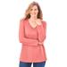 Plus Size Women's Perfect Long-Sleeve V-Neck Tee by Woman Within in Sweet Coral (Size M) Shirt
