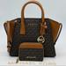 Michael Kors Bags | Michael Kors Avril Small Top Zip Satchel Crossbody Bag & Card Case Wallet | Color: Brown/Gold | Size: Small