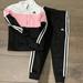 Adidas Matching Sets | Girls Adidas Track Suit 2 Pc Set Size 5 Black White And Pink | Color: Black/Pink | Size: 5g