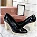 Gucci Shoes | Gucci Black Patent Leather & Rubber Heel/Sole Platform Heels | Color: Black/Cream | Size: 39