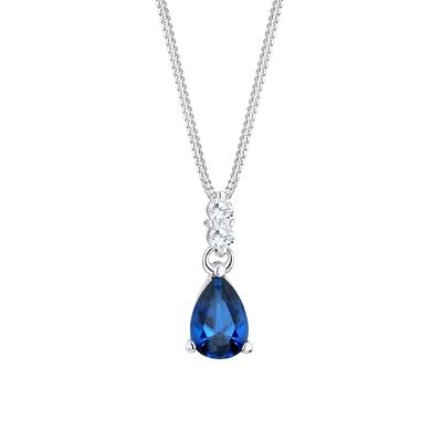 Elli - Elli Halskette Tropfen Saphirblau Zirkonia Silber Ketten 1 ct Damen