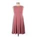 LA Hearts Casual Dress - A-Line Crew Neck Sleeveless: Pink Print Dresses - Women's Size Small