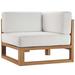 Ergode Upland Outdoor Patio Teak Wood Corner Chair - Natural White