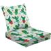 2-Piece Deep Seating Cushion Set Seamless with Christmas cactus Mexican holidays Flat style cartoon Outdoor Chair Solid Rectangle Patio Cushion Set