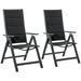 Outsunny 2 Piece Outdoor Patio Folding Chair Set Aluminum Frame Portable Reclining Camping Seats with Soft Padding & Adjustable Backrest for Garden Outdoor Backyard Black