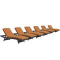 Ergode Convene Chaise Outdoor Patio Set of 6 - Espresso Orange