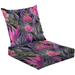 2-Piece Deep Seating Cushion Set Seamless tropical flower plant and leaf Outdoor Chair Solid Rectangle Patio Cushion Set