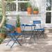 Outdoor Bistro Set of 3-Piece Steel Patio Chairs With a Table Outdoor Furniture Sets Foldable Bistro Chairs Blue
