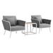 Ergode Stance 3 Piece Outdoor Patio Aluminum Sectional Sofa Set - White Gray