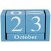 Vintage Wood Perpetual Calendar Shabby Chic Blocks Desktop Calendar Rustic Wooden Cubes Calendar Home Office Decoration (Blue)