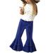 Jdefeg Juniors for Girls Bell Denim Flare Two Ripped 1-6Y Ruffles Bottom Pants for Kids Baby Girls Jeans Toddler Trousers Girls Pants Toddler Pants Girl Cotton Blend Blue 120