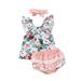 ZIYIXIN 3pcs Kids Toddler Baby Girl Floral Tops PP Shorts Headband Clothes Outfits Set Pink 1-2 Years