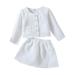 Jdefeg Preemie Baby Girl Clothes Set Toddler Kids Child Baby Girls Long Sleeve Cardigan Coat Tops Blouse Solid Skirt Outfits Set 2Pcs Clothes One Month Baby Clothes Girl Polyester White 90