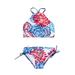 ZIYIXIN Toddler Baby Girls Swimsuits Kids Floral Print 2 Piece Bathing Suit Halter Top Bikini Bottoms Swimming Suit White Blue 3-4 Years