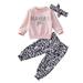 ZIYIXIN Mama s Girl Newborn Baby Girl Long Sleeve Pullover Sweatshirt Tops Leopard Pants and Headband 3Pcs Outfits Pink 6-12 Months