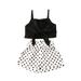 ZIYIXIN Toddler Baby Girls Sleeveless Strap Bowknot Crop Top T-Shirt Polka Dot Shorts Summer Clothes Black 1-2 Years