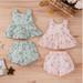 ZIYIXIN Toddler Baby Girls Outfit Sleeveless Floral Tank Top Shirts Shorts Pants Bottoms 2PCS Summer Clothes Light Green 9-12 Months