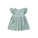 ZIYIXIN Kids Baby Girls Organic Cotton Ruffled Sleeve Tunic Dress Swing Casual Sundress Party Princess Dresses Blue 12-18 Months