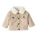 ZCFZJW Baby Boys Girls Corduroy Trucker Jacket Kids Toddler Sherpa Lined Top Lapel Button Down Thicked Warm Coat Winter Outerwear(Khaki 2-3 Years)