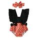 ZIYIXIN Infant Baby Girls Romper Color Contrast Polka Dot Patchwork Ruffle Bowknot Bodysuit+Headband Red 6-12 Months