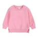 YYDGH Clearance Toddler Baby Boy Girl Side Slit Fleece Pullover Sweatshirt Solid Color Crewneck Blouse Shirt Tops Warm Fall Winter Clothes(Hot Pink 4-5 Years)