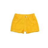 ZIYIXIN Baby Girls Casual Denim Shorts Solid Color High Waist Button Ripped Jeans with Side Pockets Yellow 4-5 Years
