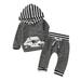 KIMI BEAR Newborn Boys Outfits 0 Months Newborn Boy Autumn Outfits 3 Months Newborn Boy Casual Cartoon Dinosaur Print Hooded Long Sleeve Hoodie + Pants + Hat 3PCs Set Gray