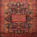 Ahgly Company Machine Washable Indoor Square Traditional Sienna Brown Area Rugs 4 Square