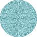 Ahgly Company Indoor Round Patterned Blue Ivy Blue Area Rugs 8 Round