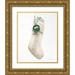 Fabiano Marco 15x18 Gold Ornate Wood Framed with Double Matting Museum Art Print Titled - White Christmas Stocking Green