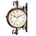 Tssuoun Vintage Style Double Side Hanging Wall Clock Iron Home Decor Art Wall Clock